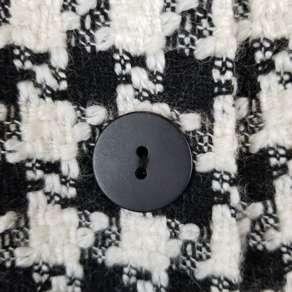 Diane Von Furstenberg Vintage Women's Houndstooth 2 Button Coat Black White 12 - Picture 7 of 8